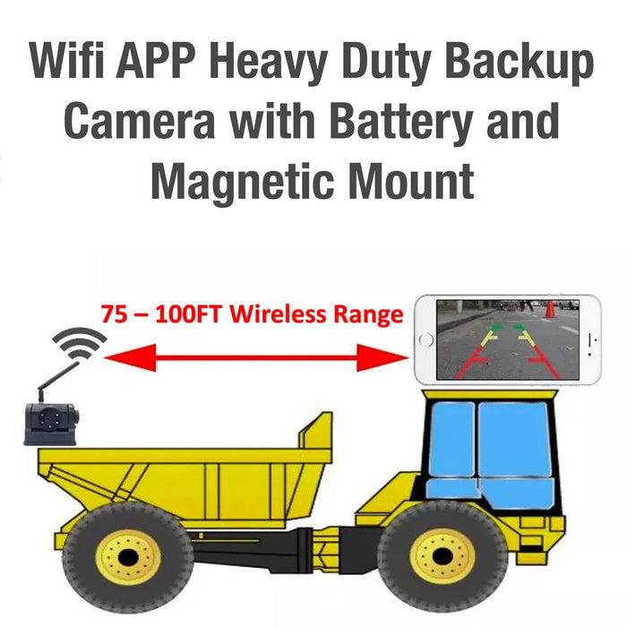 Heavy Duty WIFI Backup Camera with Built-In Battery & Magnet