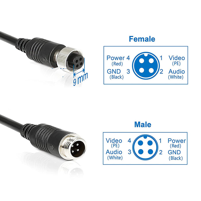 Cable 45FT Heavy Duty 4PIN Cable for 4G MNVR/MDVR/BACKUP Camera Systems