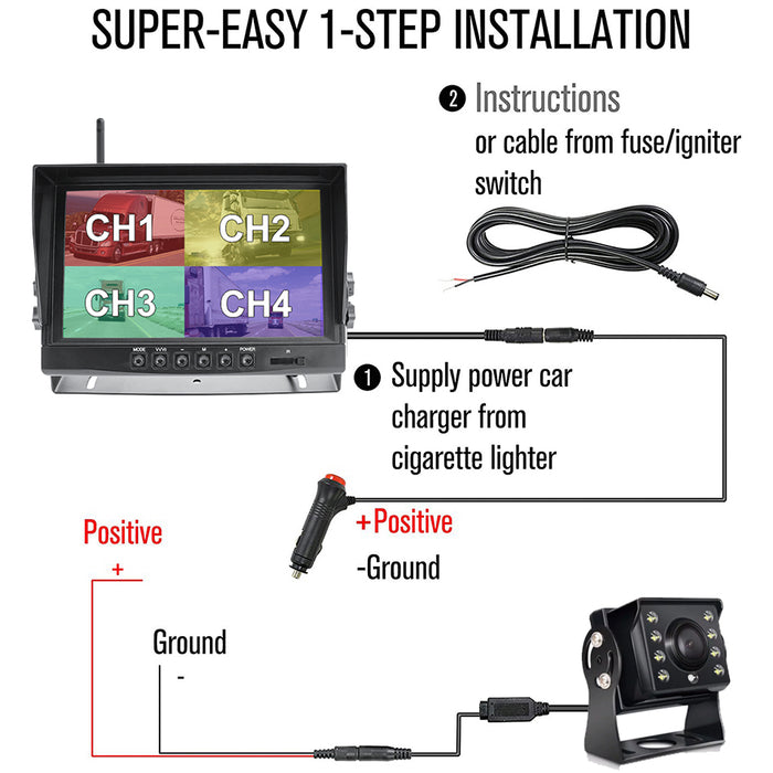 Top Dawg 9 inch Monitor with 1080P Wired Backup Camera System