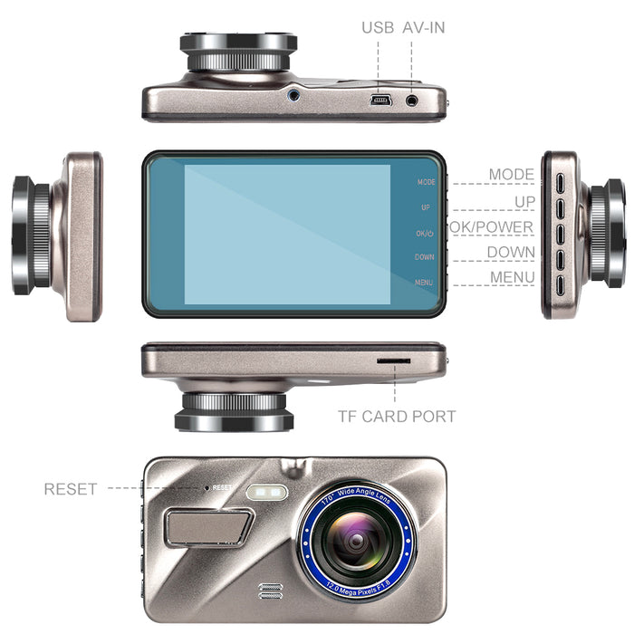 Prime Gold AHD Dash Cam with Touch Screen