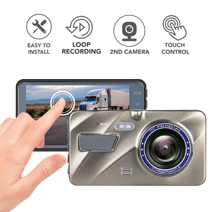 4th Gen Dual DVR Dash Cam with Touch Screen - 2 Cam System