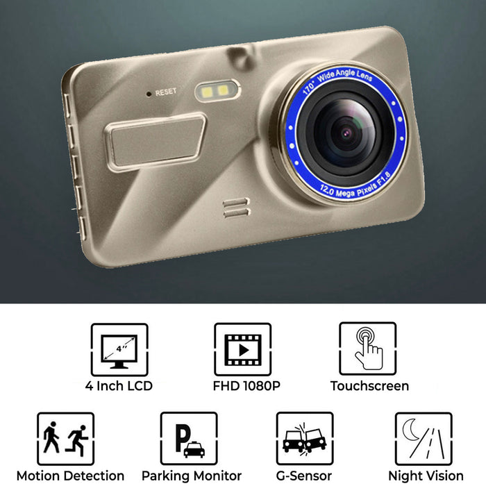 Prime Gold AHD Dash Cam with Touch Screen