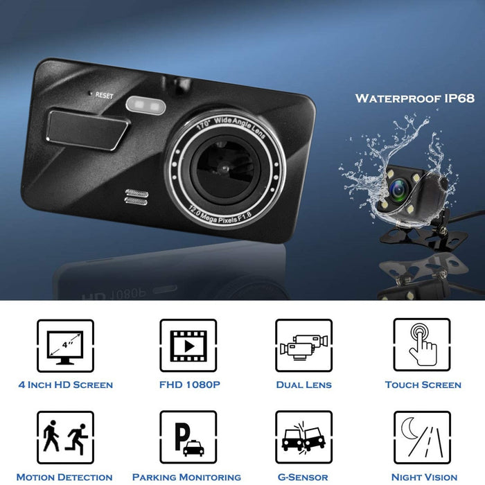 QUAD 2nd Gen Prime AHD Dash Cam with Touch Screen, Optional 2nd Camera