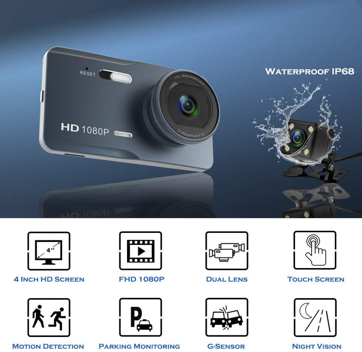 Prime AHD Dash Cam with Touch Screen, Optional 2nd Camera